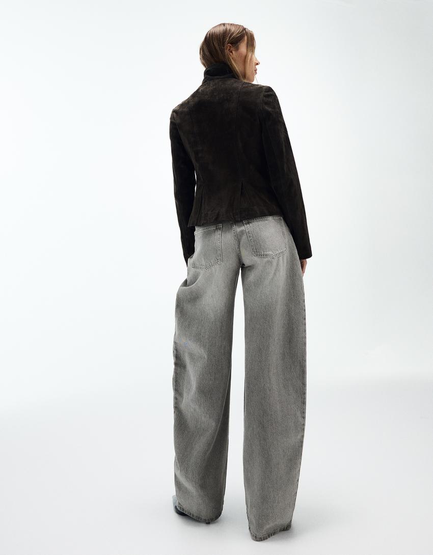 Yüksek bel barrel fit jean-Gri