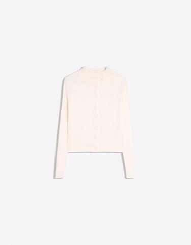 High-neck button cardigan — Cream 5