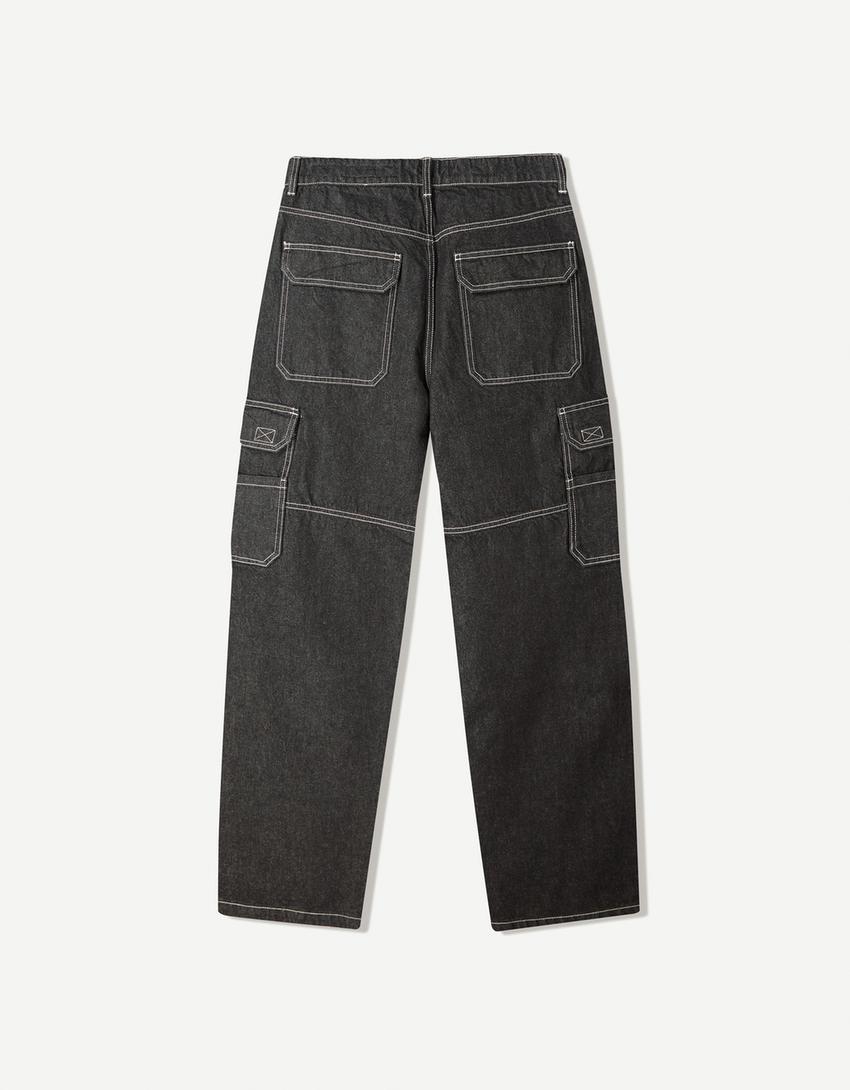 Jeans baggy cargo-Negro-4