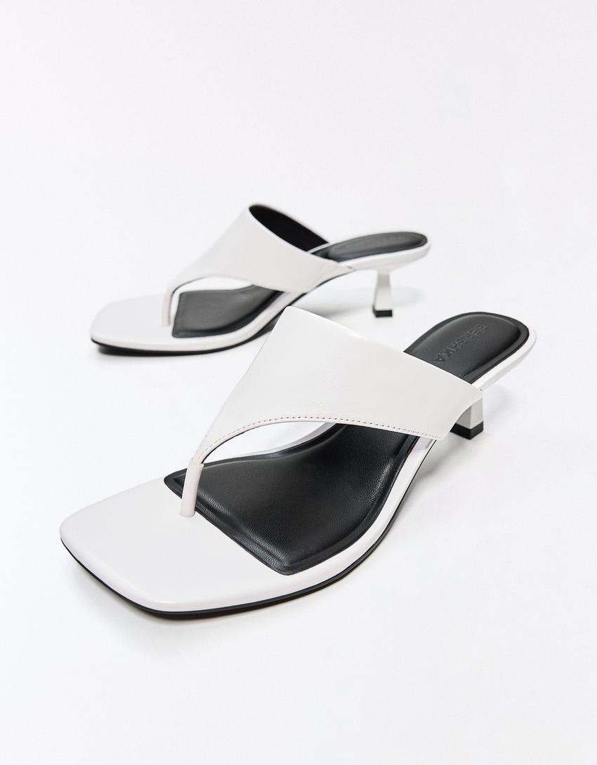 Sandales talon kitten heel-Blanc