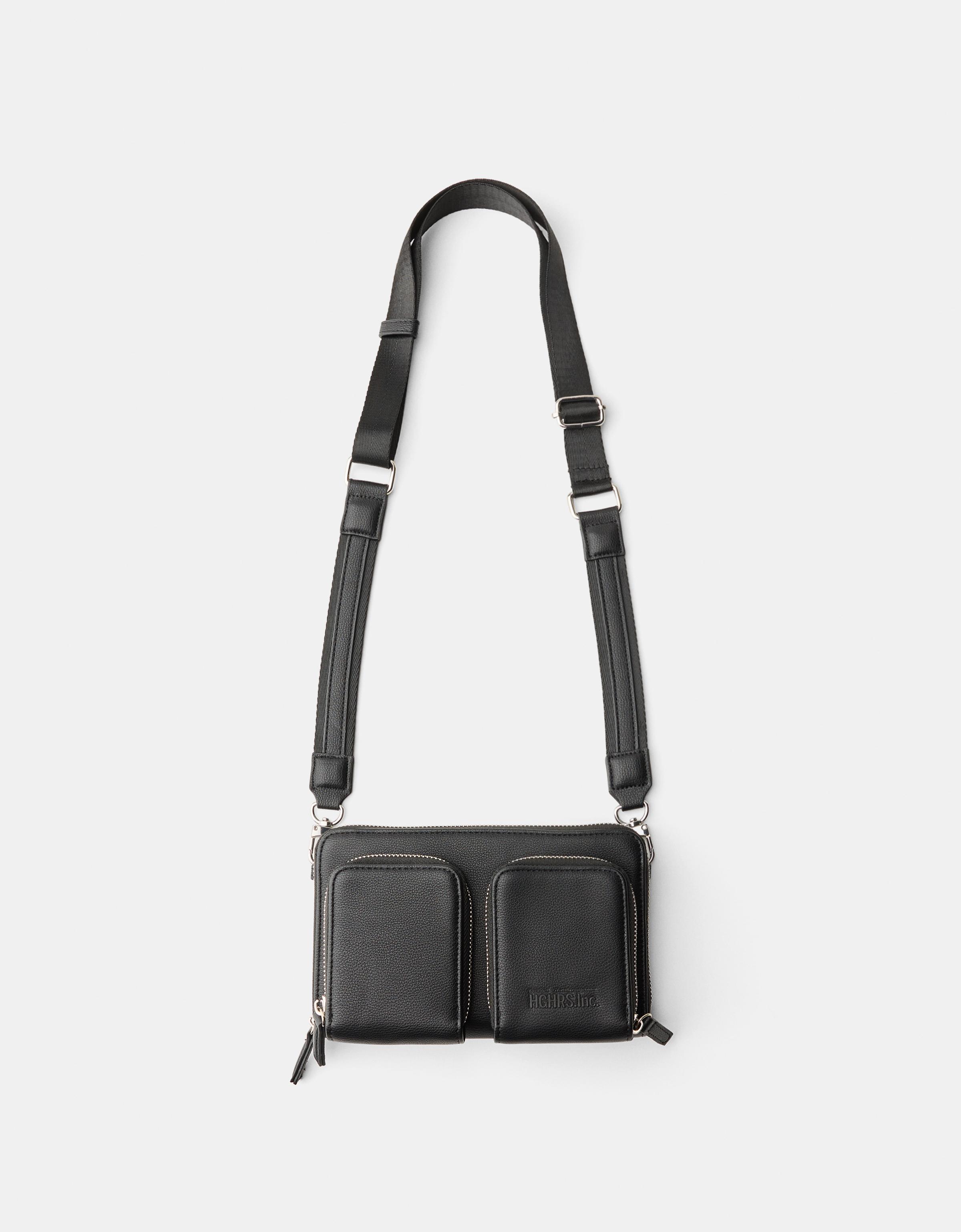 Bershka Crossbody-Tasche Mit Zwei Taschen Herren Schwarz