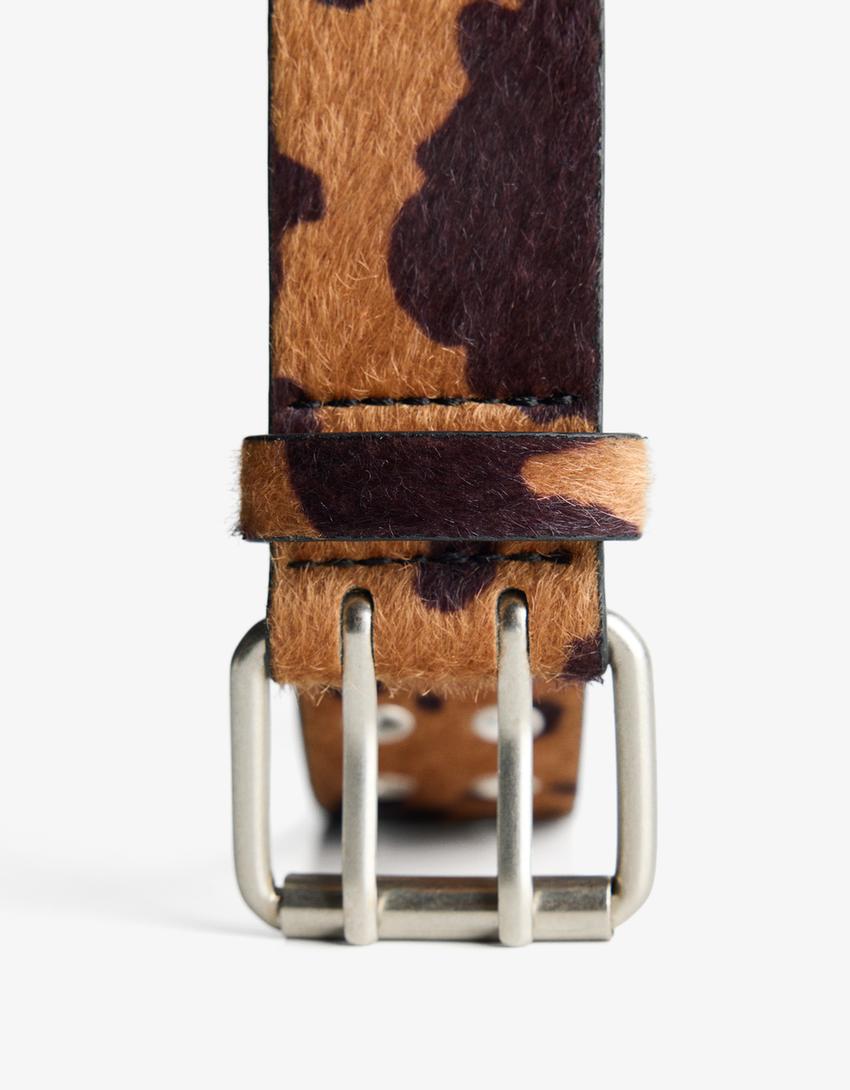 Cinturón animal print-Marrón
