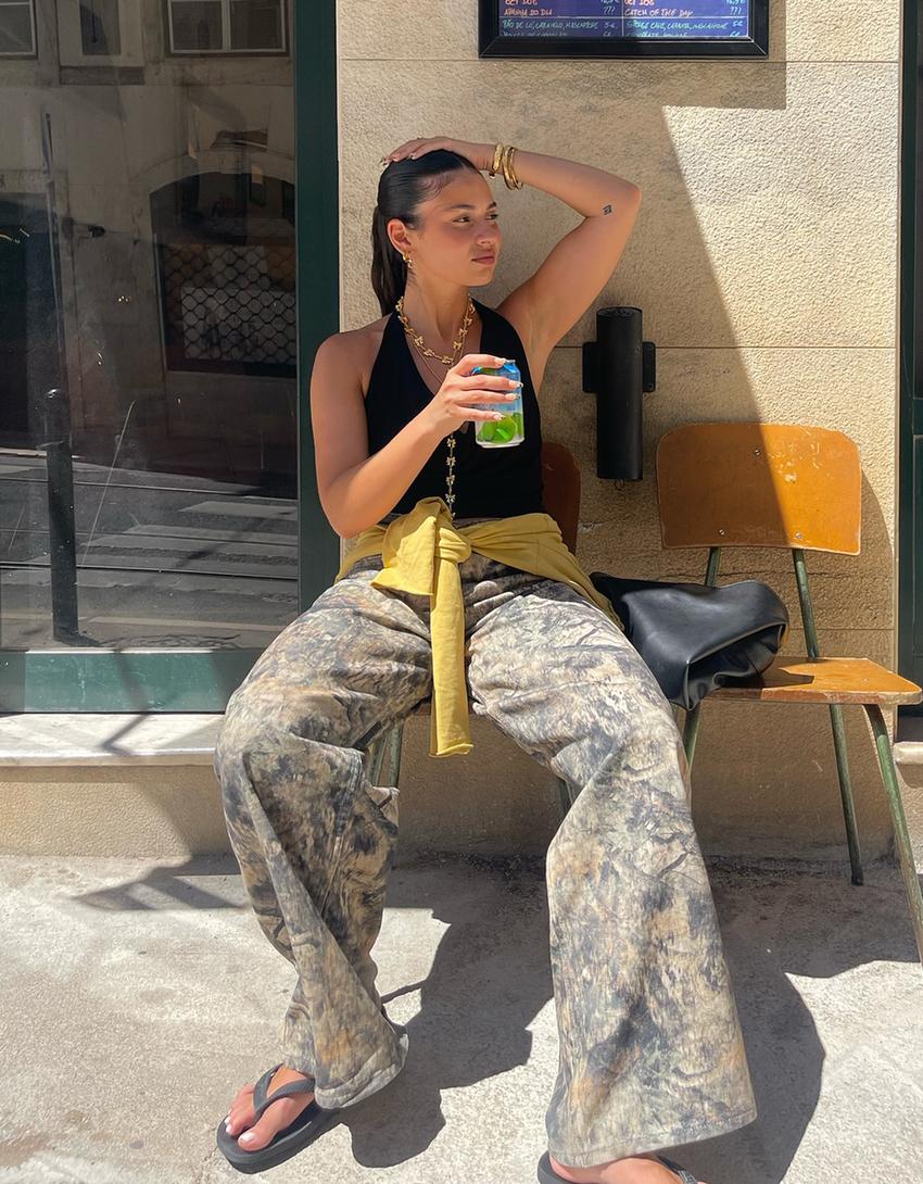 Pantalón baggy print-Multicolor