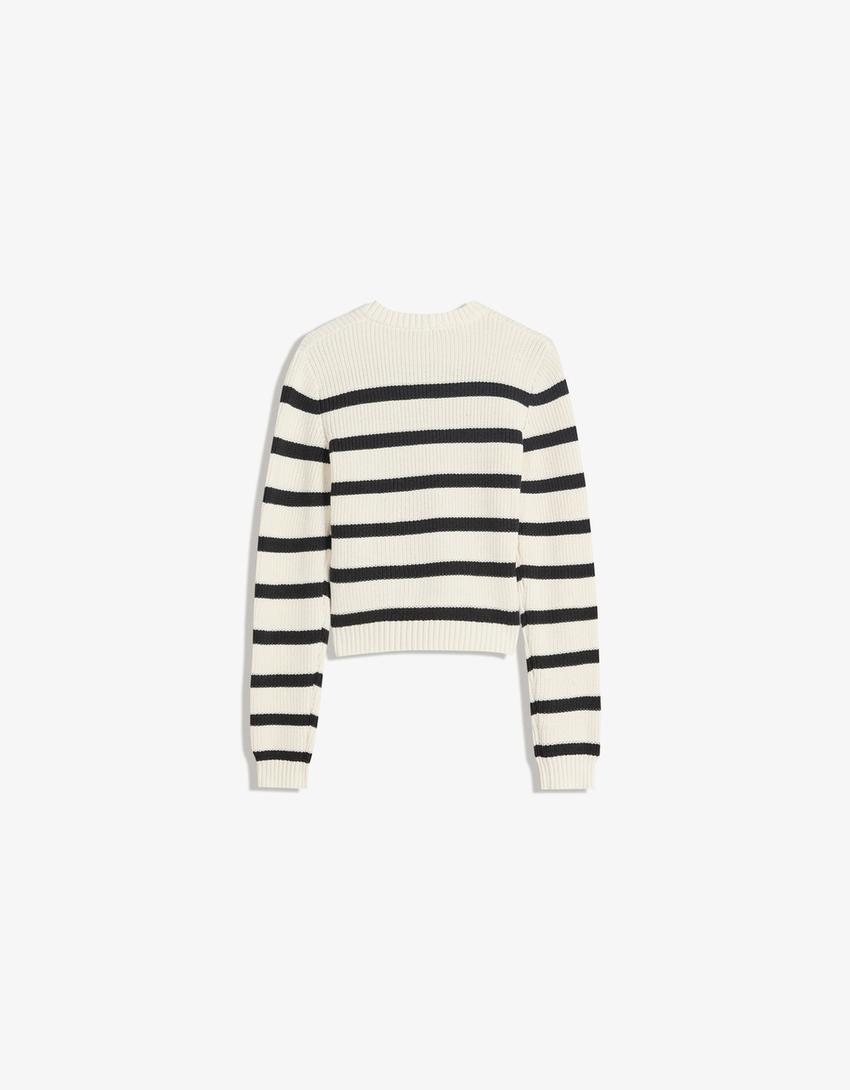 Round neck sweater-Black