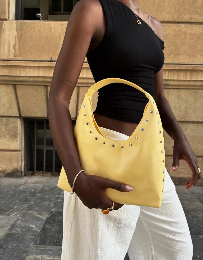 Sac seau clouté-Jaune