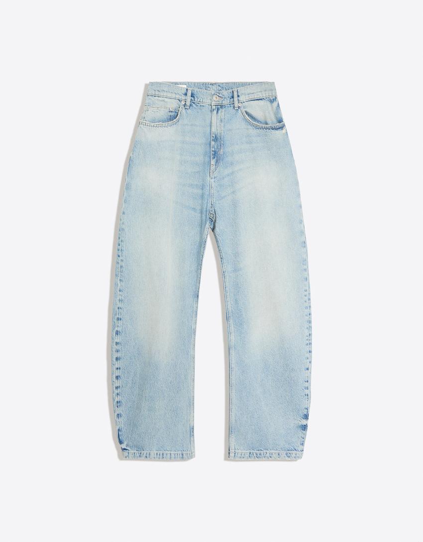 Twisted barrel jeans-Light blue