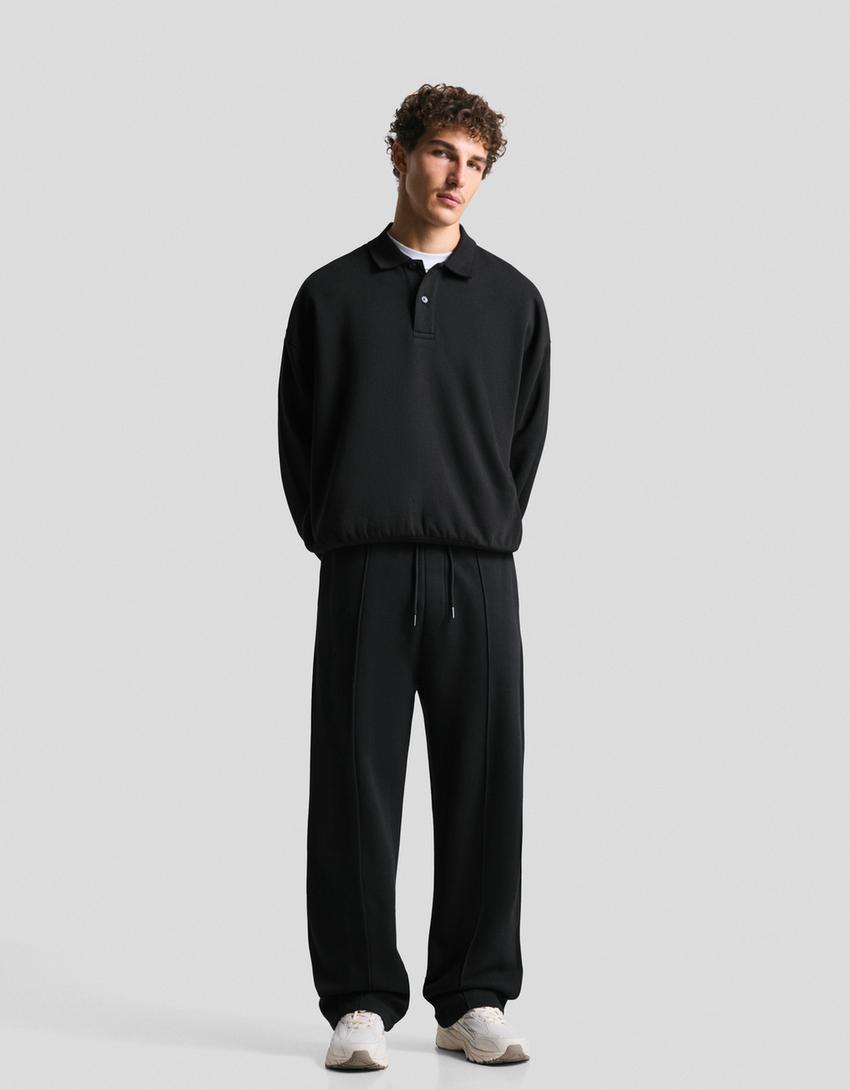 Sudadera cuello polo-Negro-2