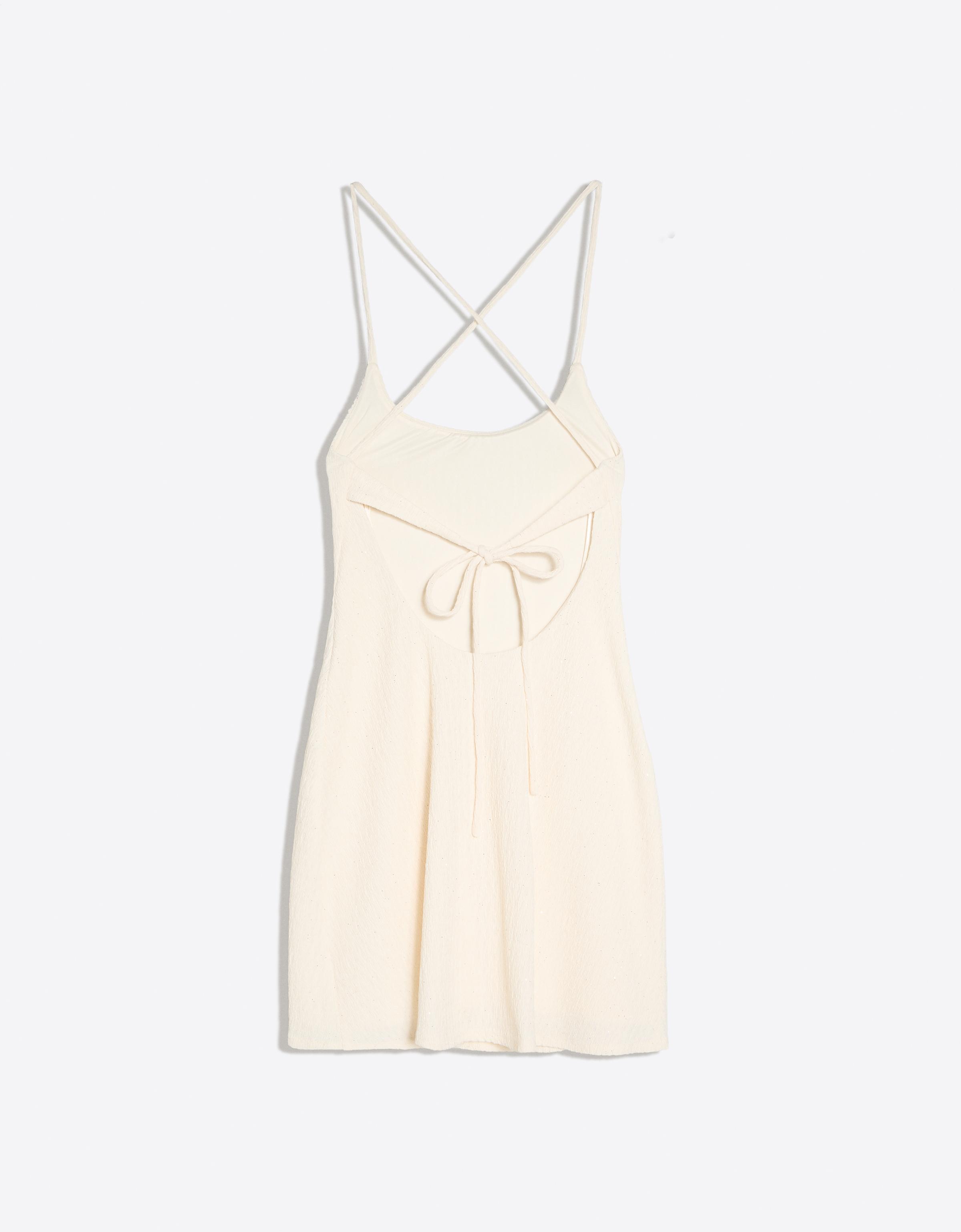 Shimmery rustic mini dress — Cream