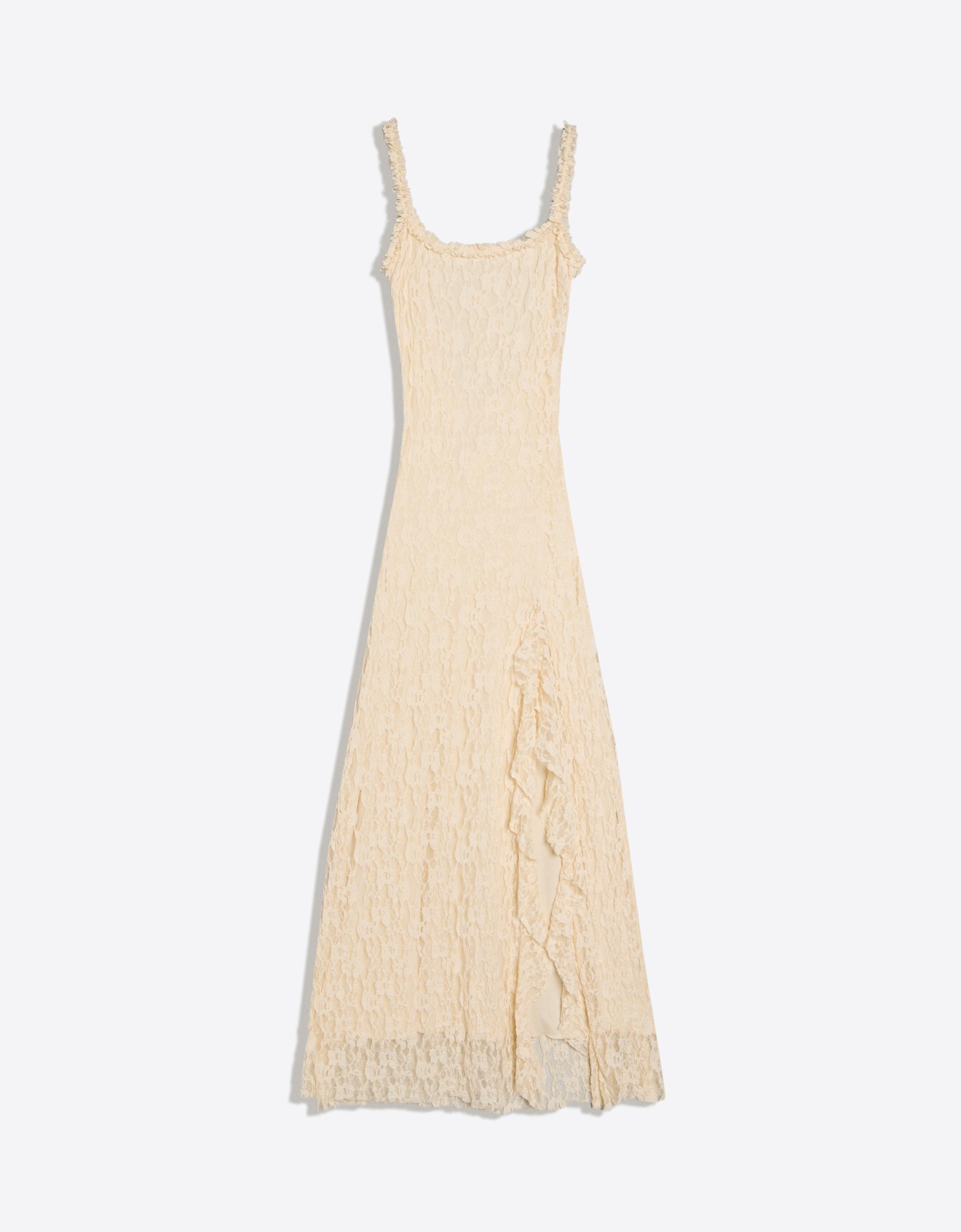 Lace midi dress — Cream