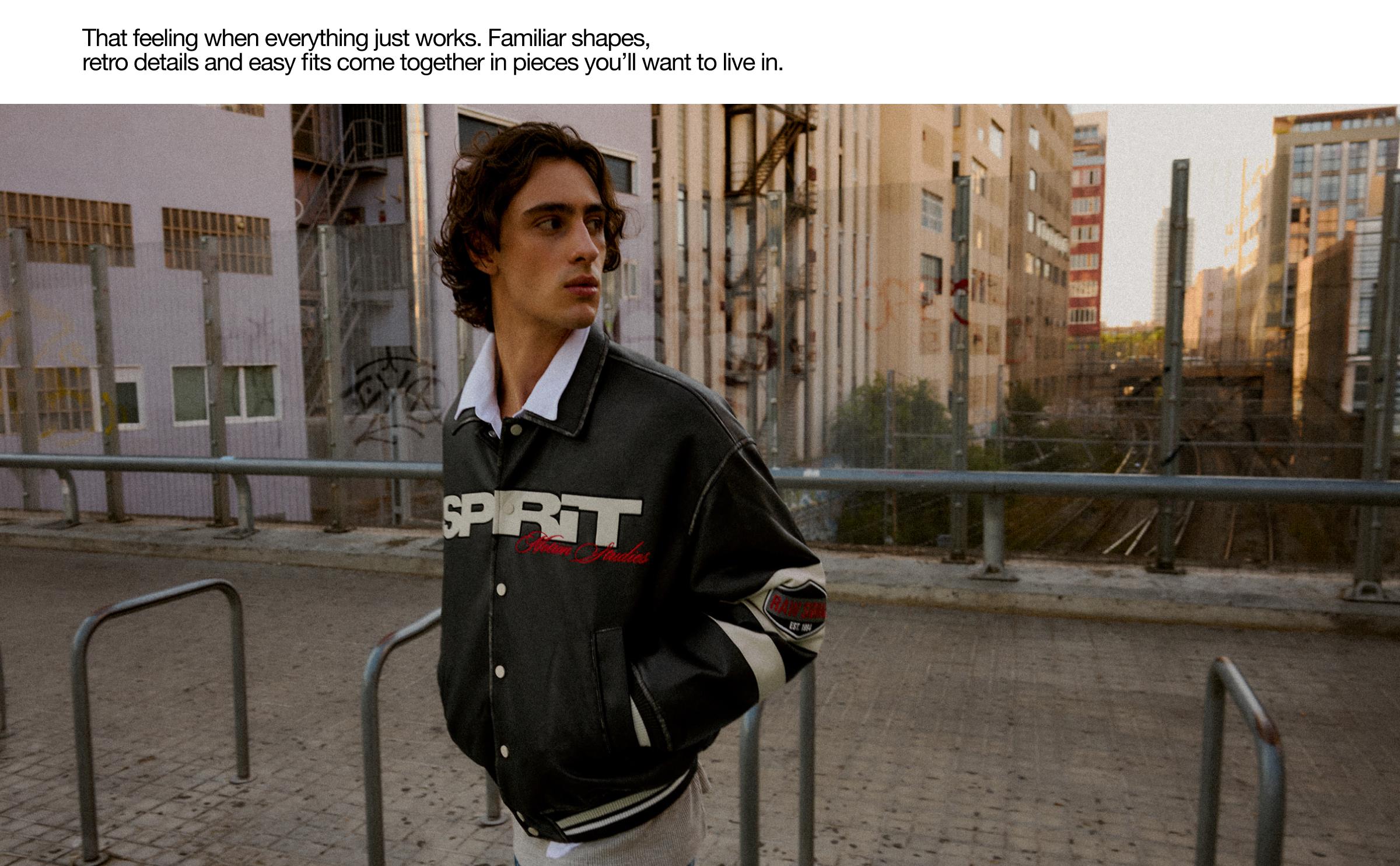 Graphic leather effect jacket — Black