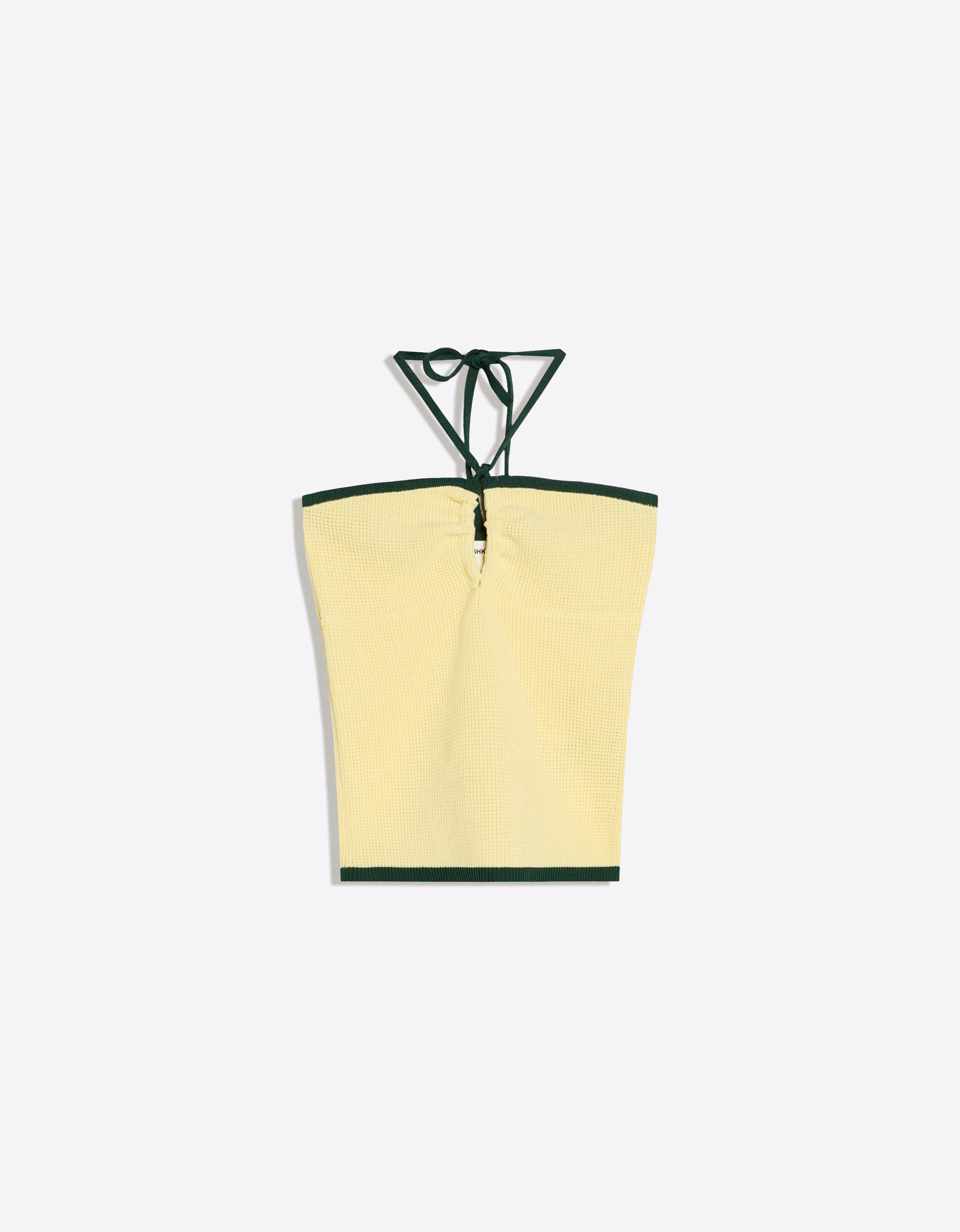 Contrast bandeau knit top — Yellow