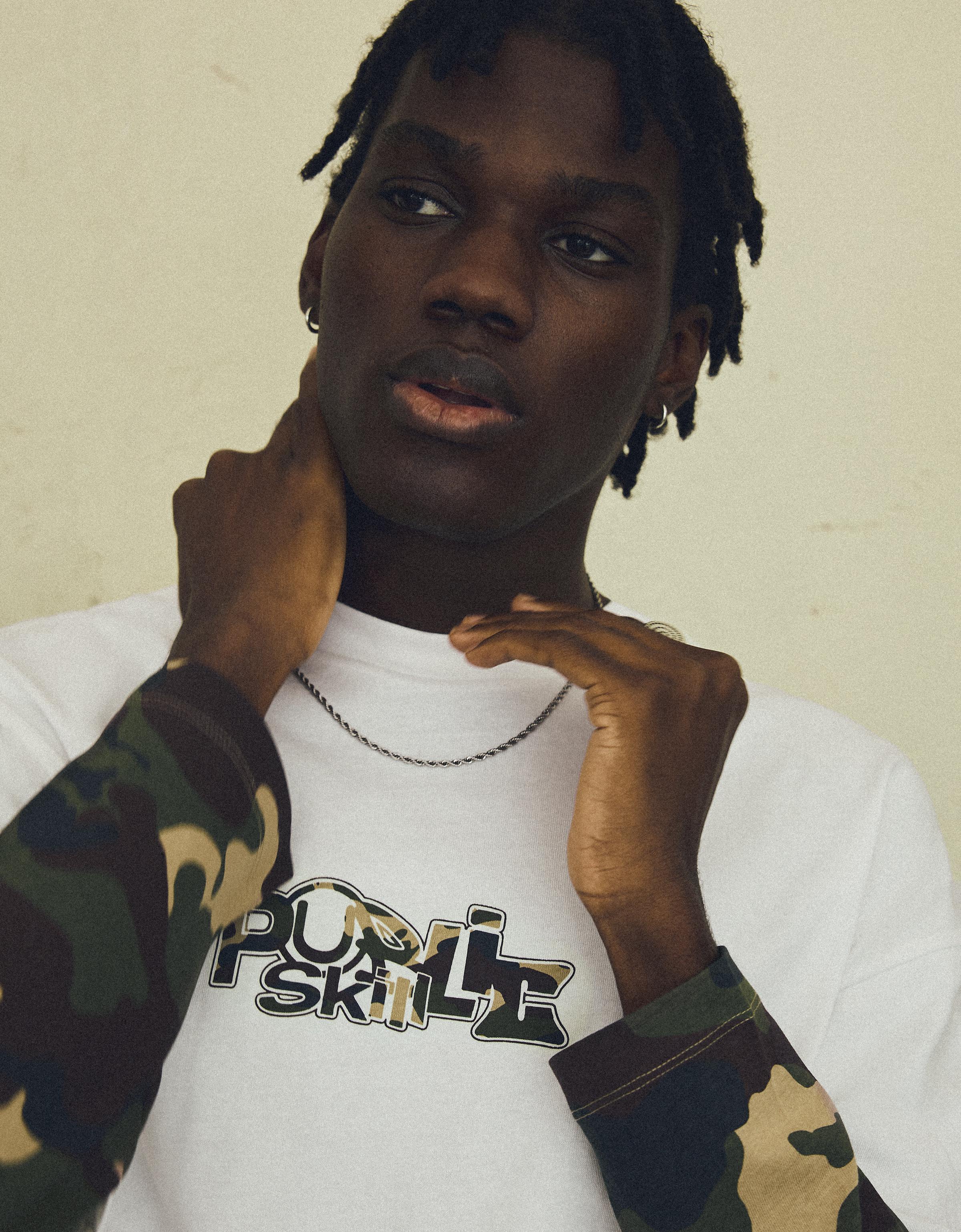 Double sleeve print T-shirt — Off white