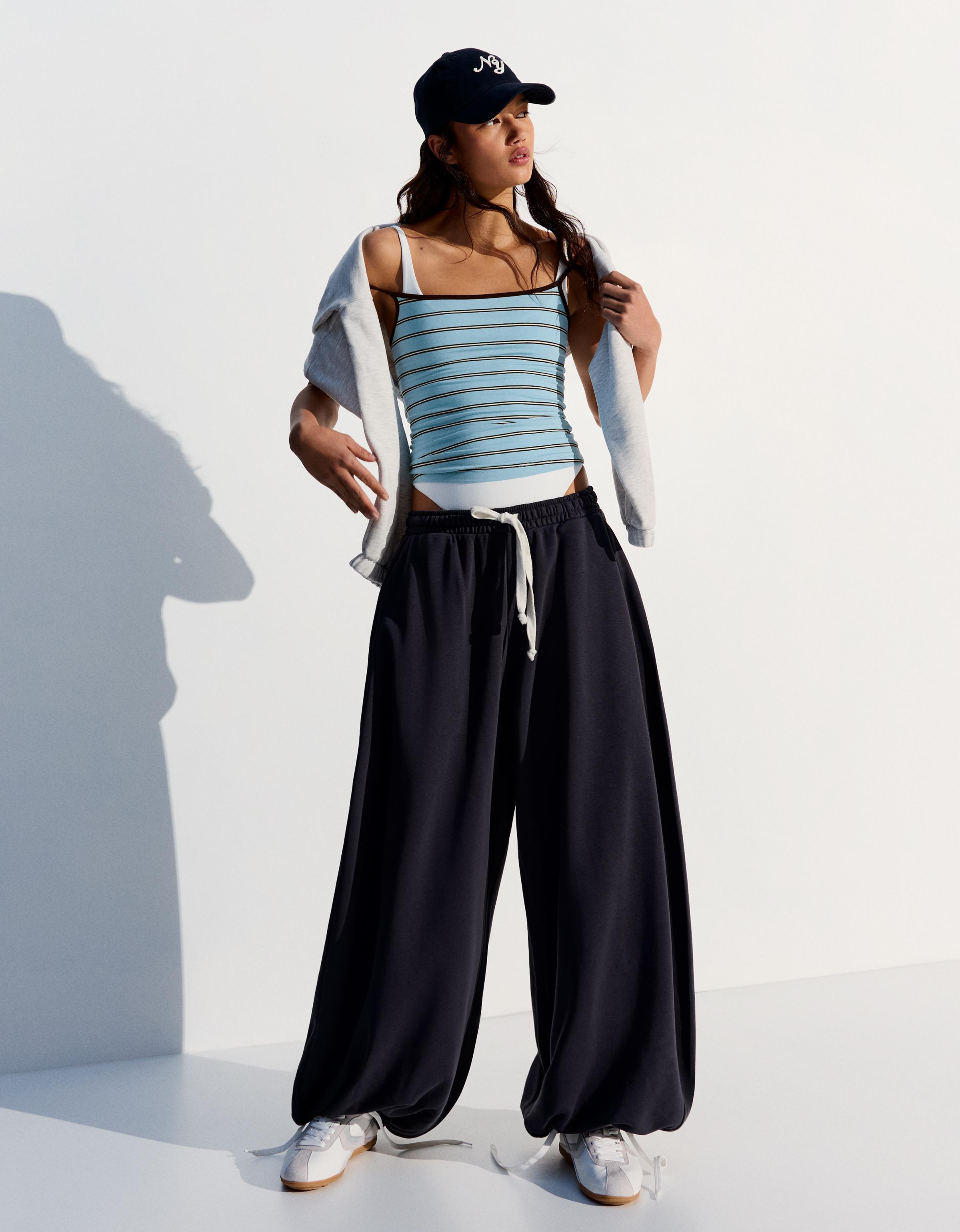 Contrast strappy top — Light blue