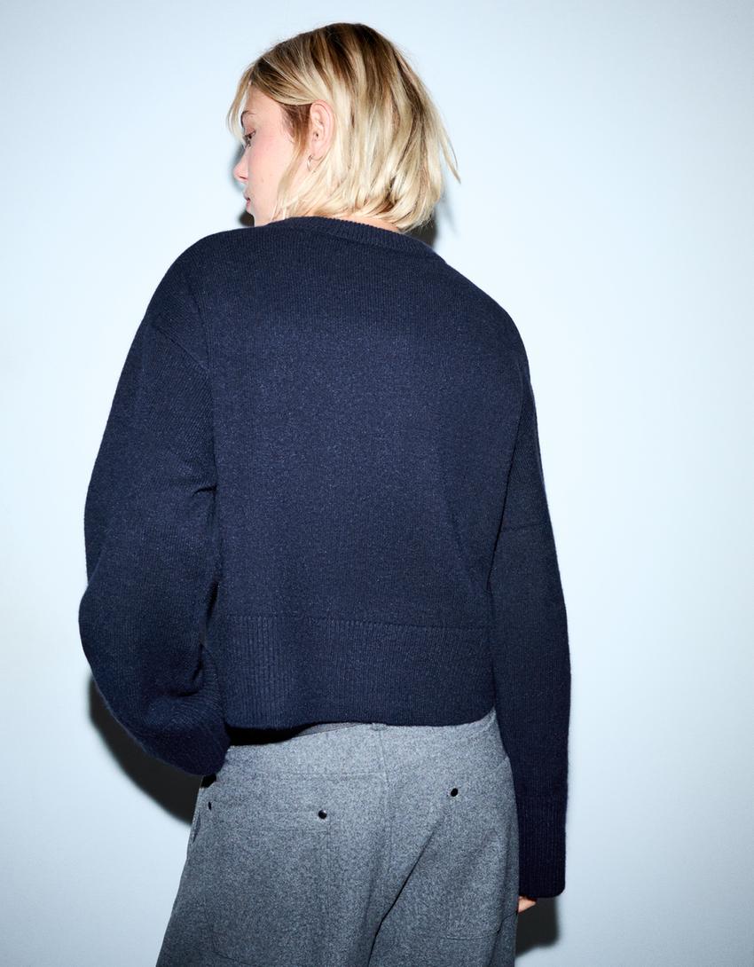 Pull oversize à bord-côte-Bleu