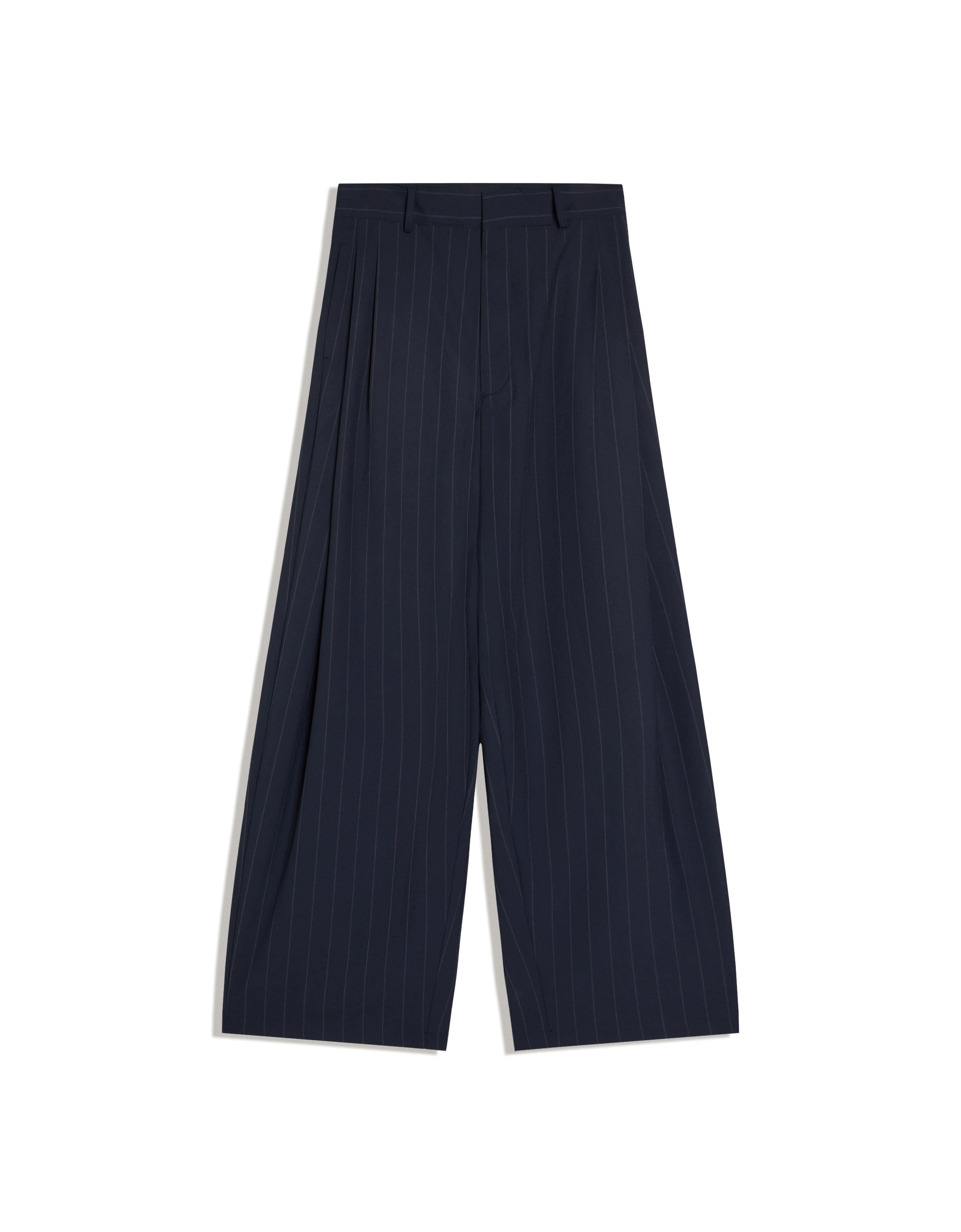 Super baggy pinstripe darted trousers — Navy