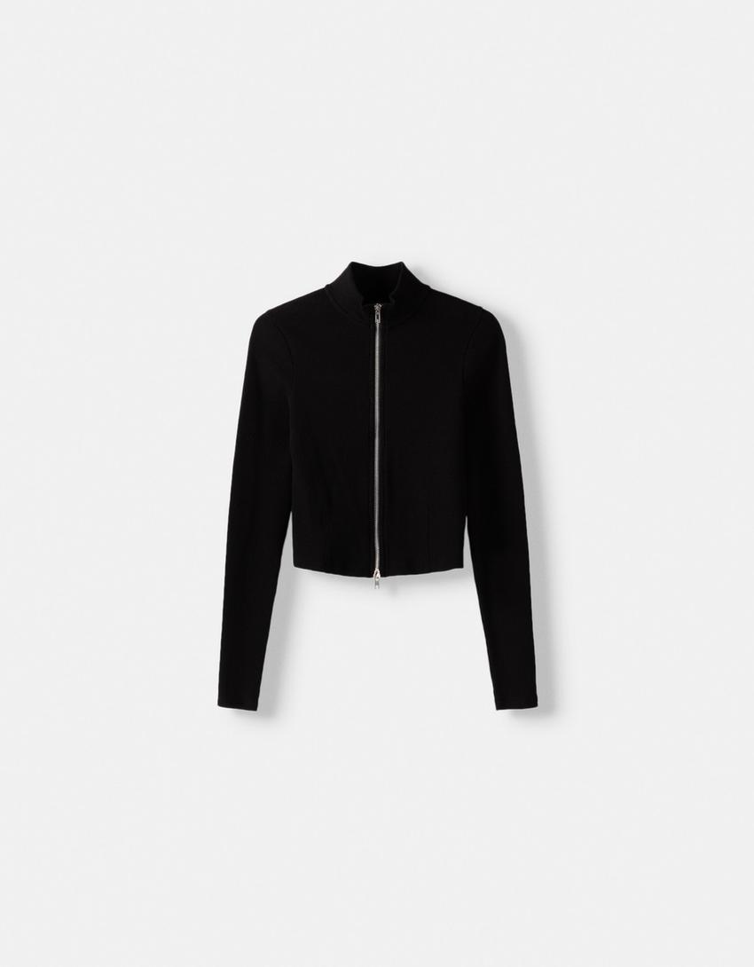 Ensemble gilet et pantalon gaufré-Noir-4