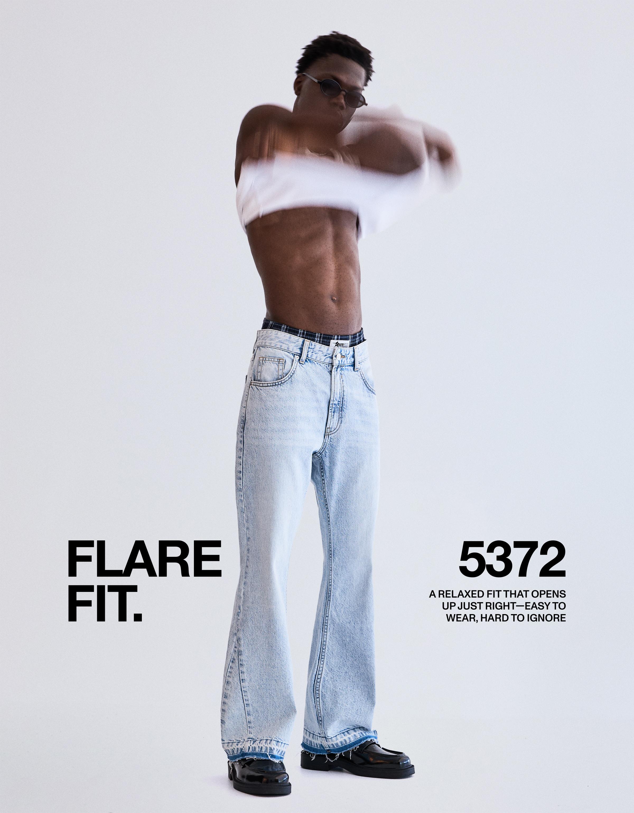 Straight-fit flared jeans — Light blue