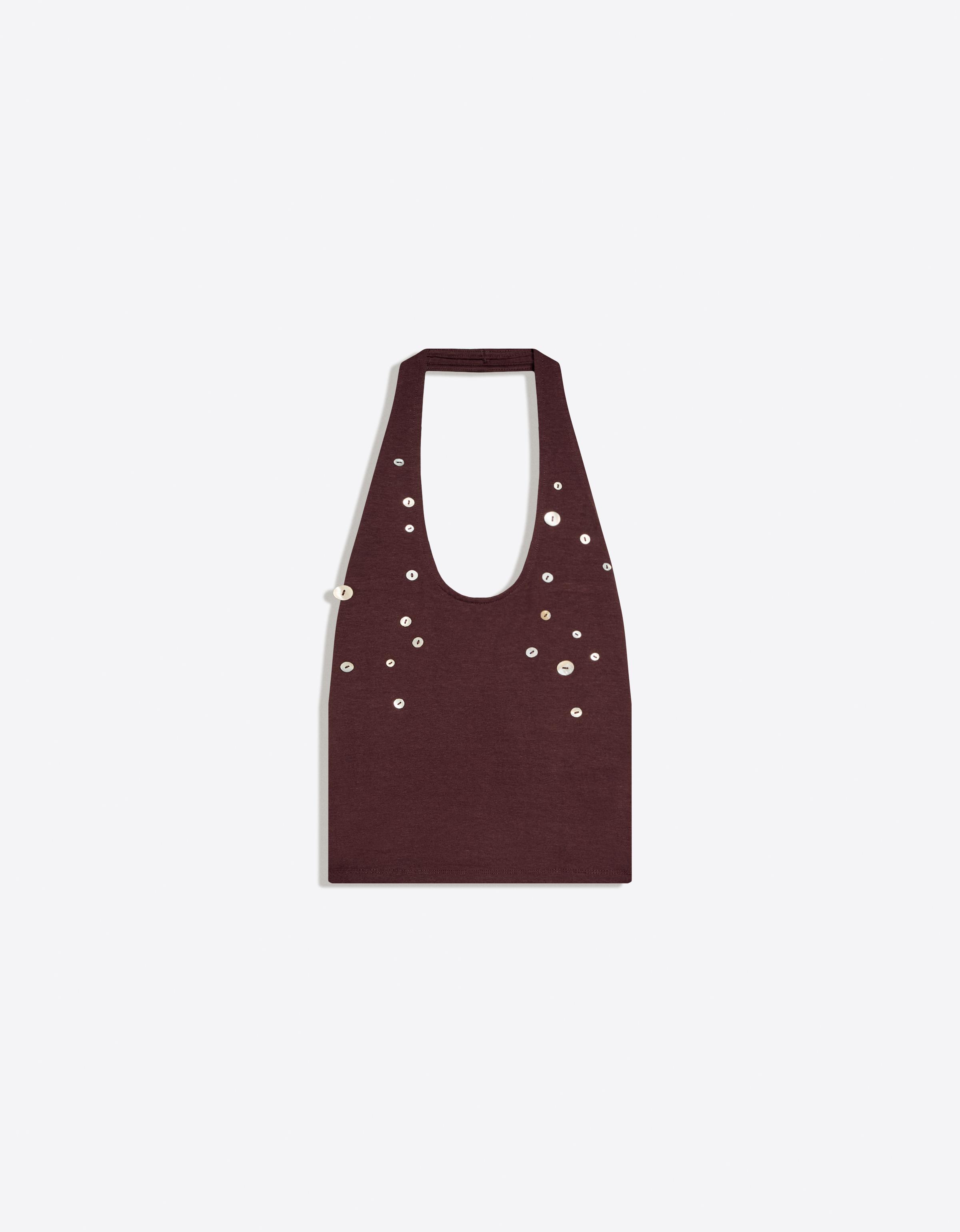 Halter yaka düğmeli bluz - Görsel 8