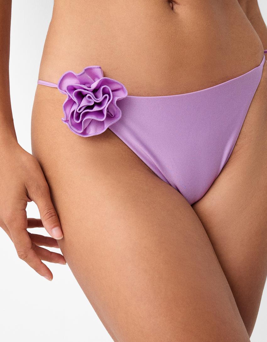 قطعة بيكيني سفلية بتفصيل زهور-بنفسجي-5