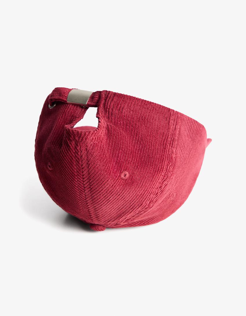 Casquette en velours côtelé brodé-Bordeaux