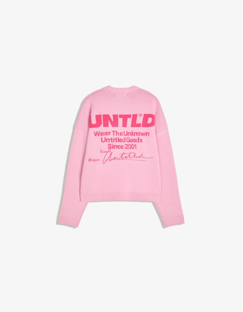 Camisola em jacquard com estampado-Rosa-5