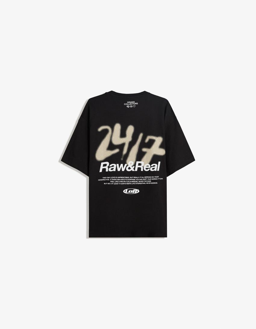 T-shirt met print en korte mouw-Zwart-5