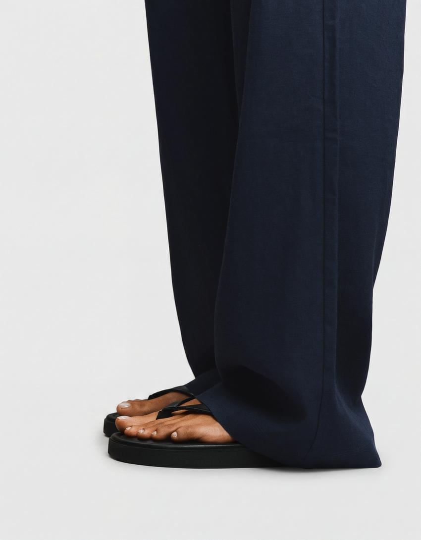 Pantalón cintura elástica-Azul