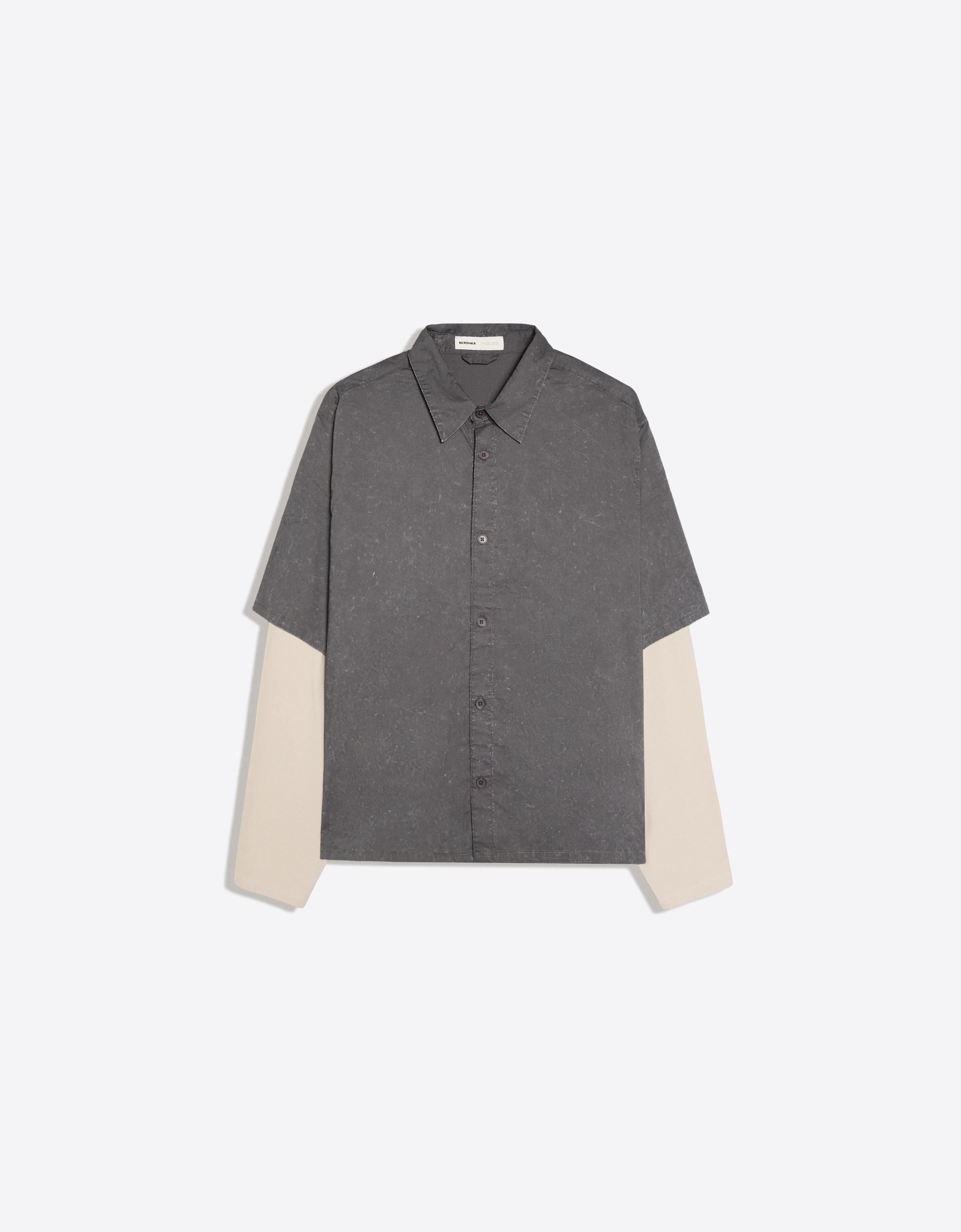 Double sleeve shirt with back print — Grey