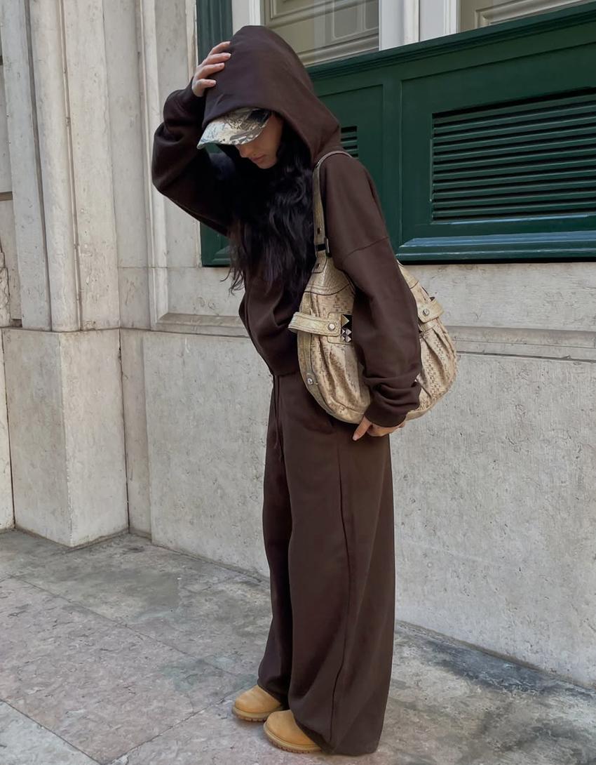 Oversize-Hoodie mit Reißverschluss-Braun