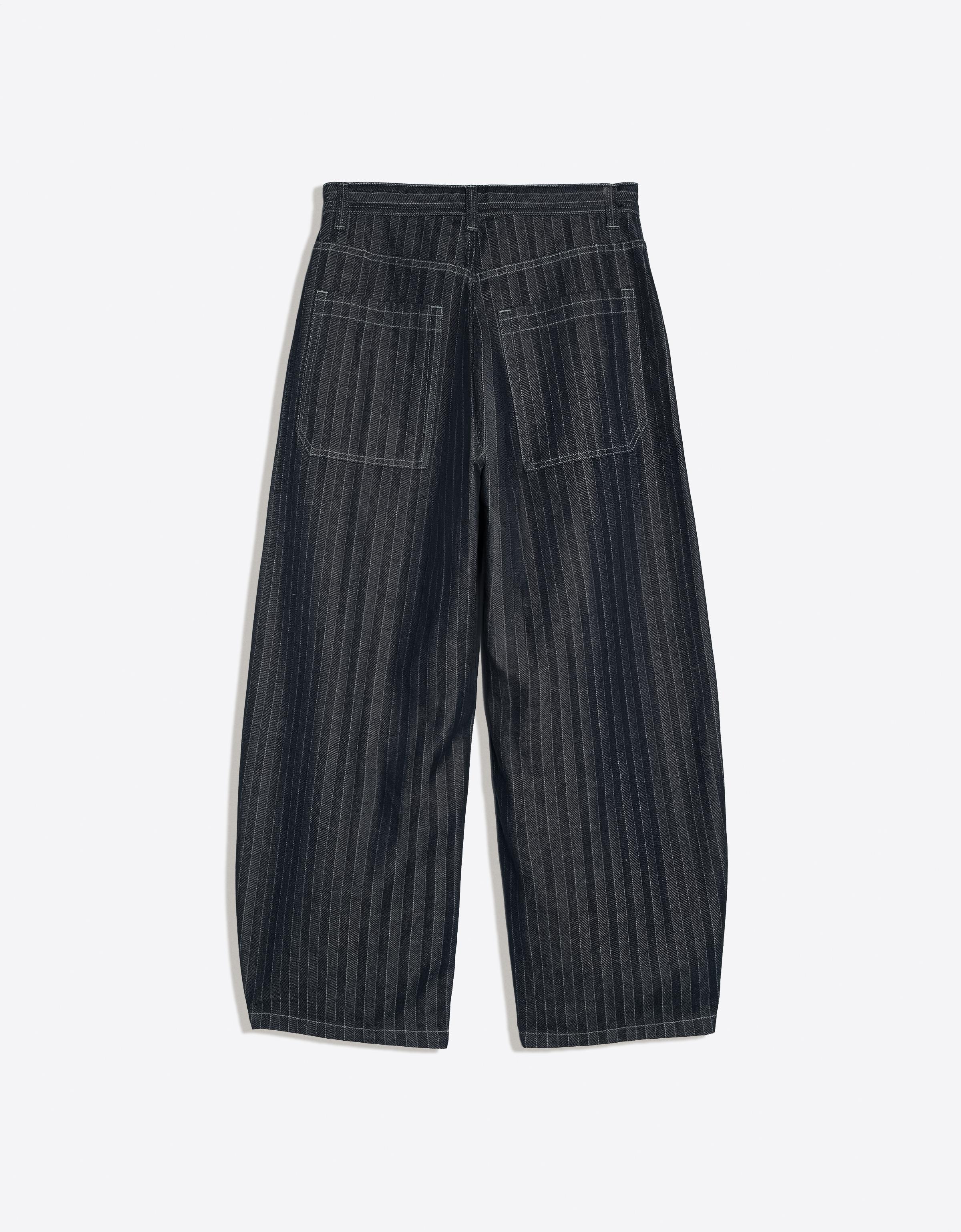 Pinstripe texture baggy jeans — Navy
