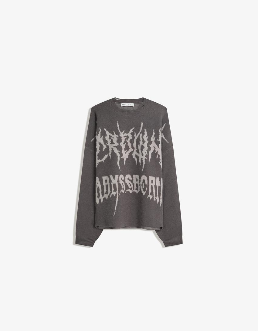 Jersey cropped jacquard-Gris