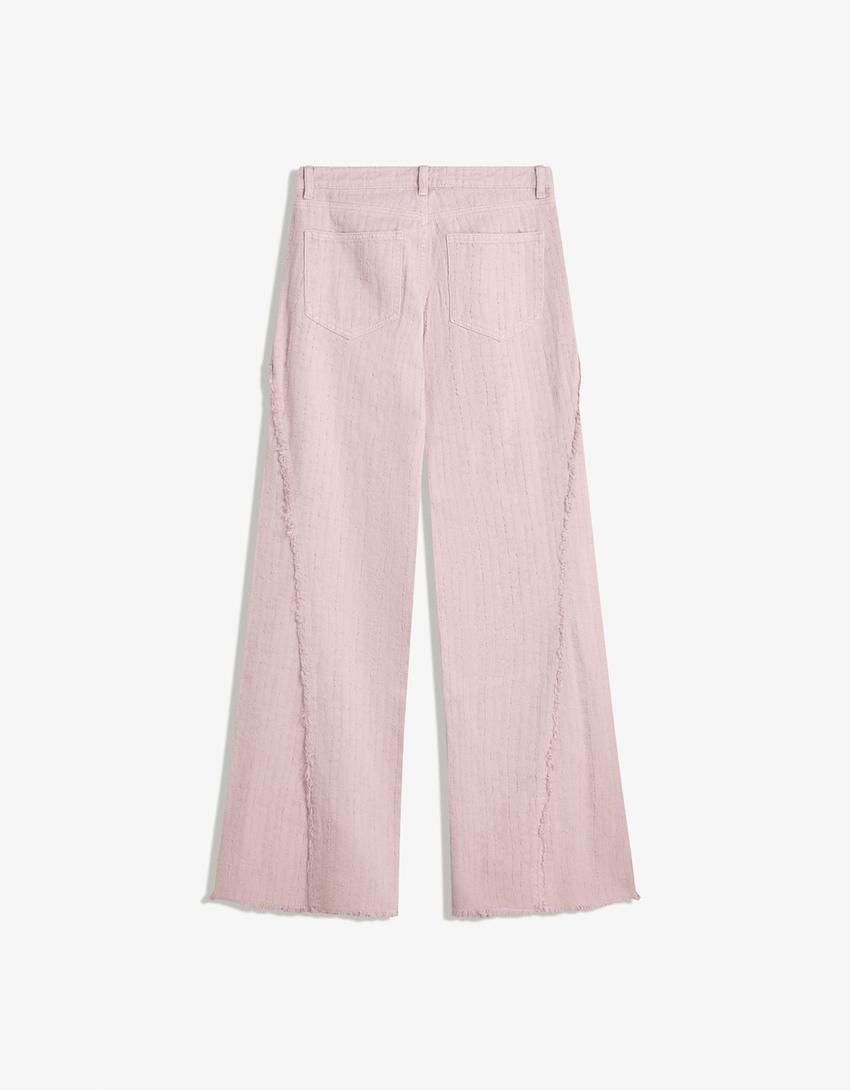 Textured flare jeans-Red-5