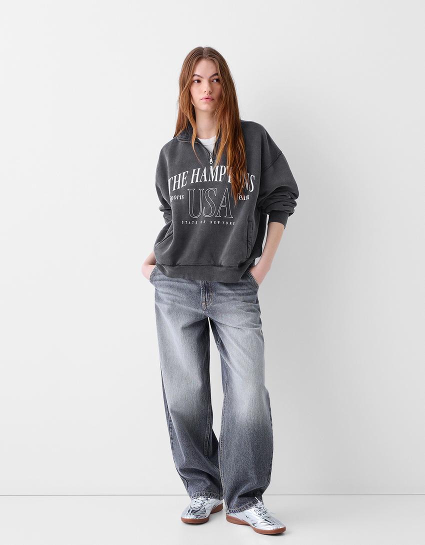 سويت شيرت بطبعة وسحاب-رمادي-3