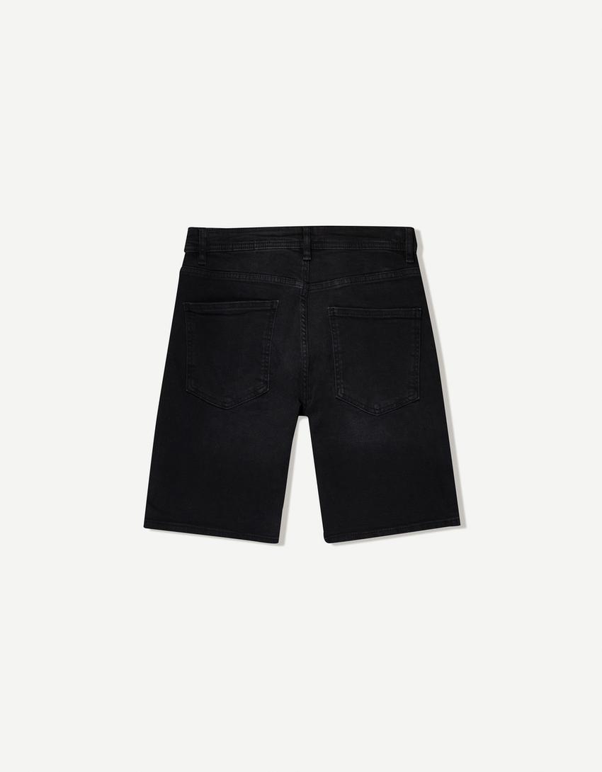 Bermuda en jean déchiré-Noir