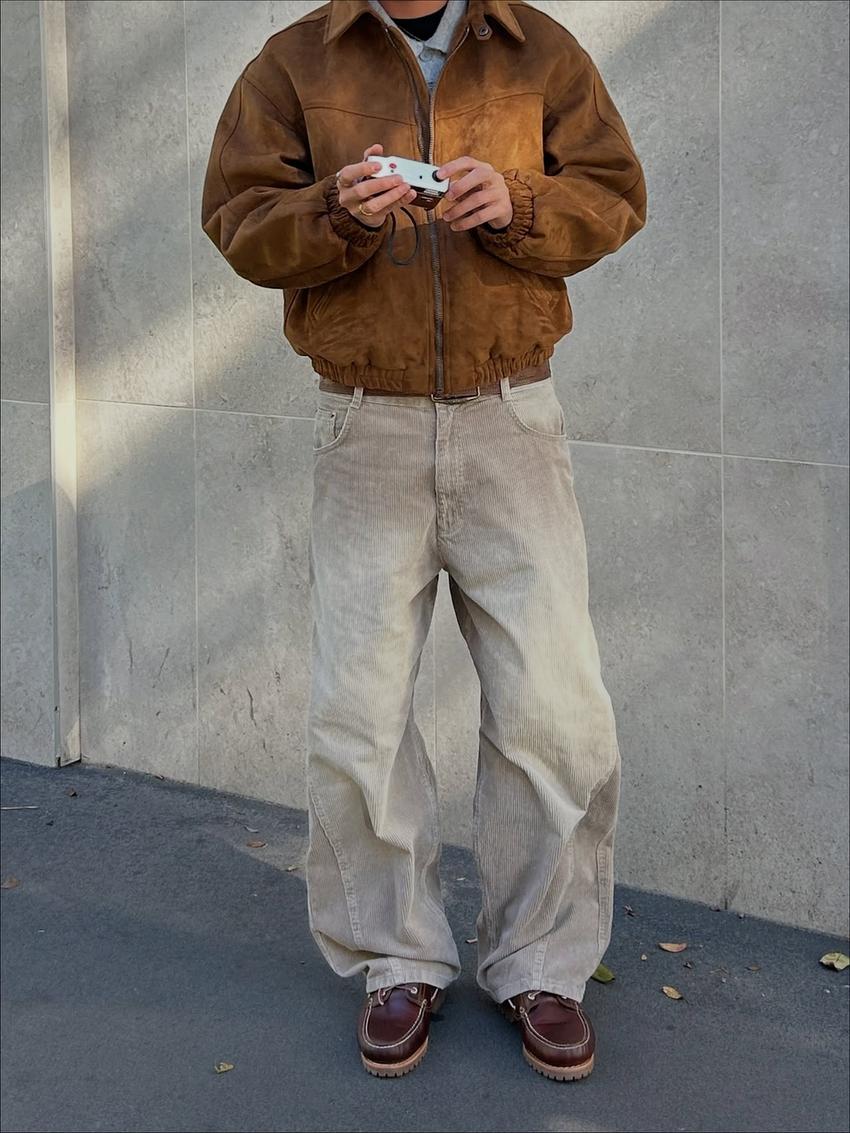Faux suede jacket-Sand