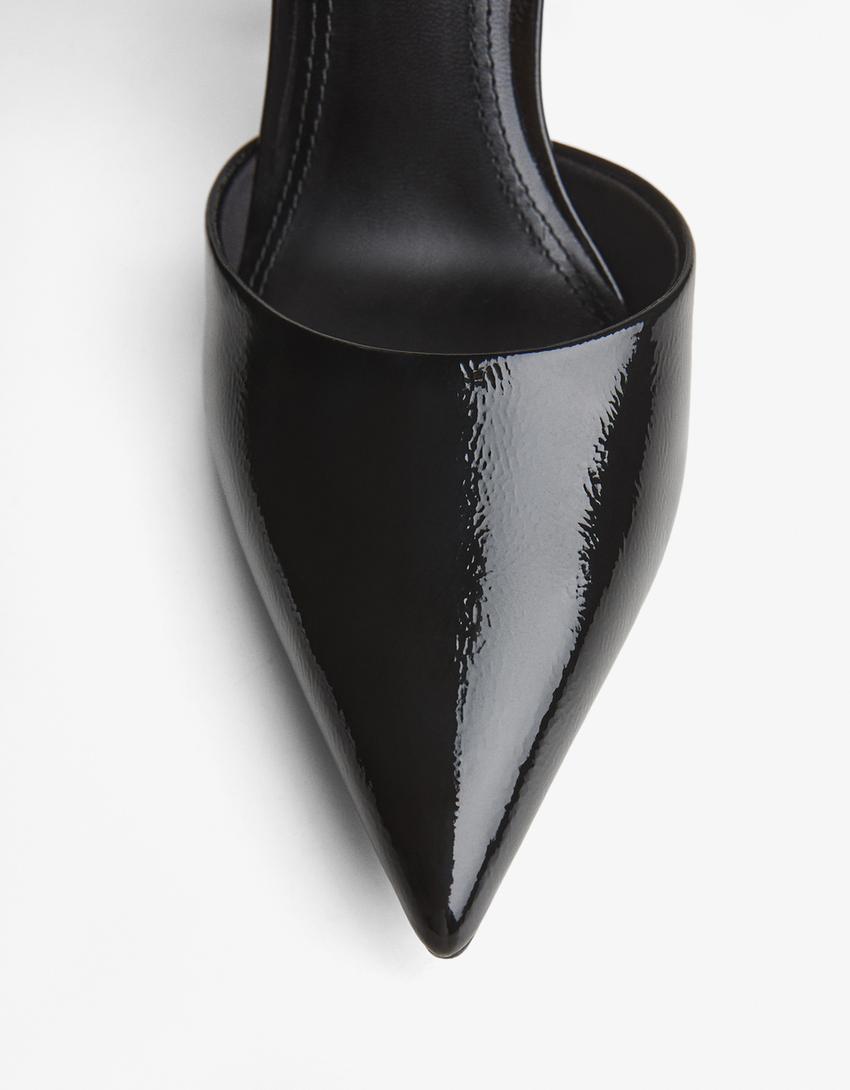 Chain detail high-heel shoes-BLACK