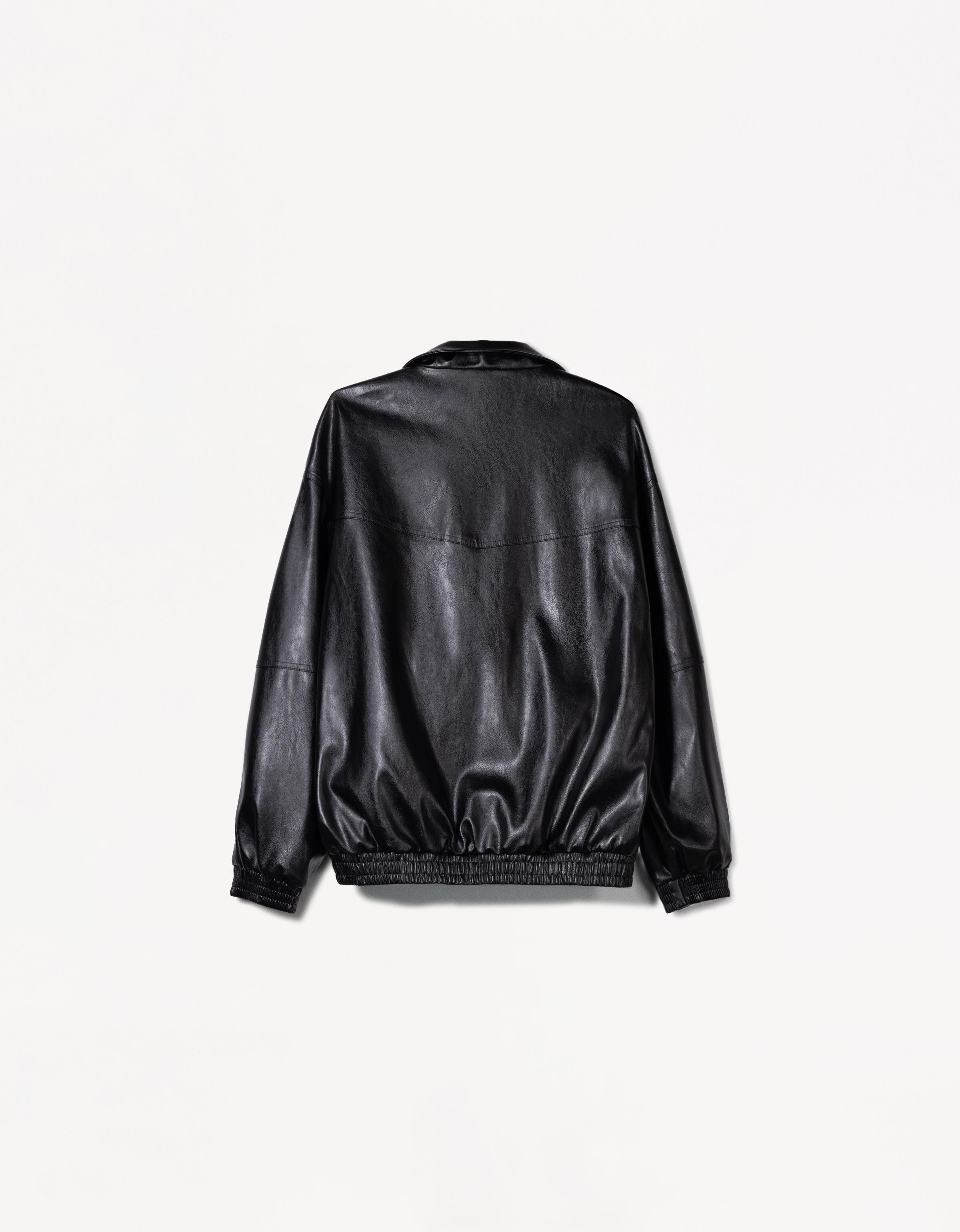 【BERSHKA】 フェイクレザーオーバーサイズボンバージャケット Oversize faux leather jacket - Women | Bershka
