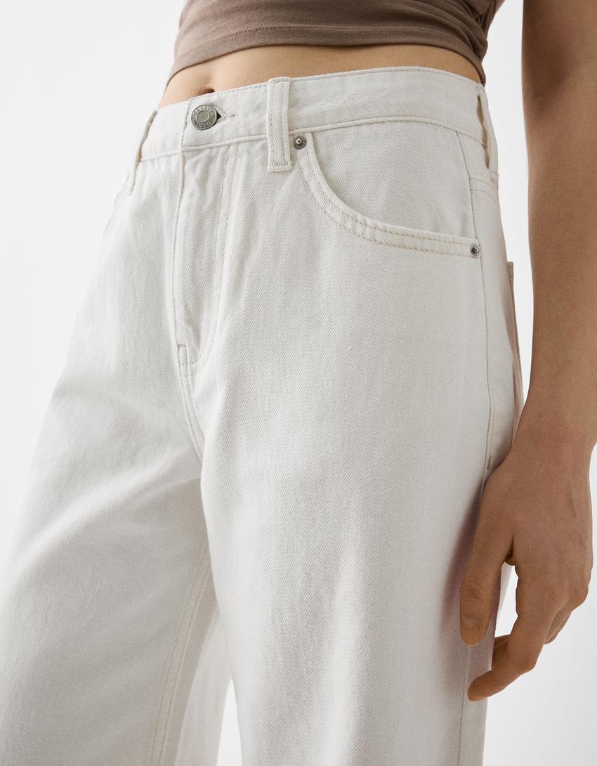 Wide-leg cropped jeans-White-3