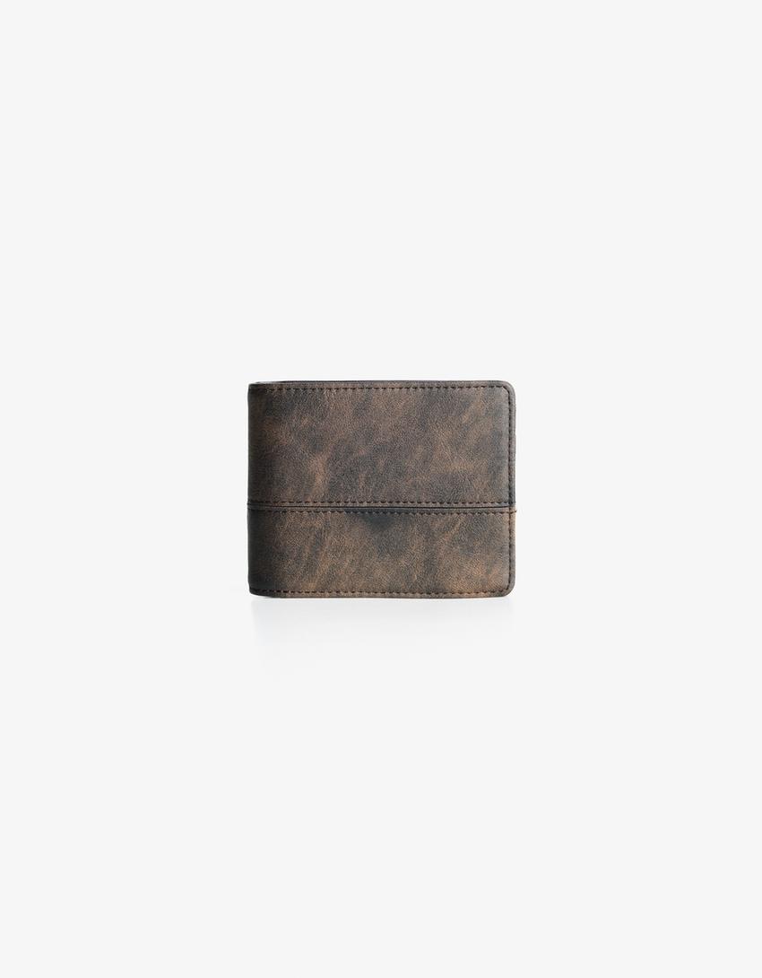 Portefeuille met leereffect-Bruin