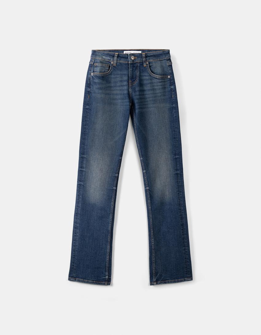 Low-waist straight fit jeans-Blue-5