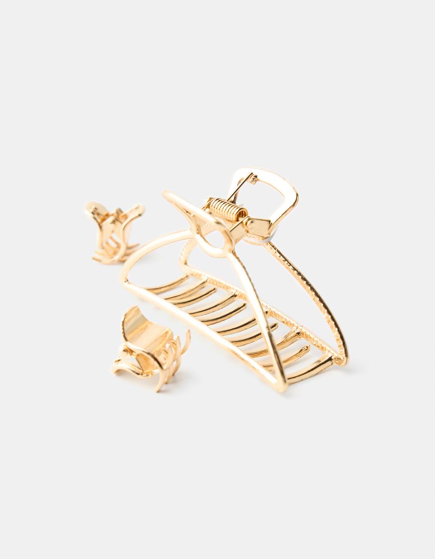 حزمة مشابك شعر معدنية-ذهبي-2