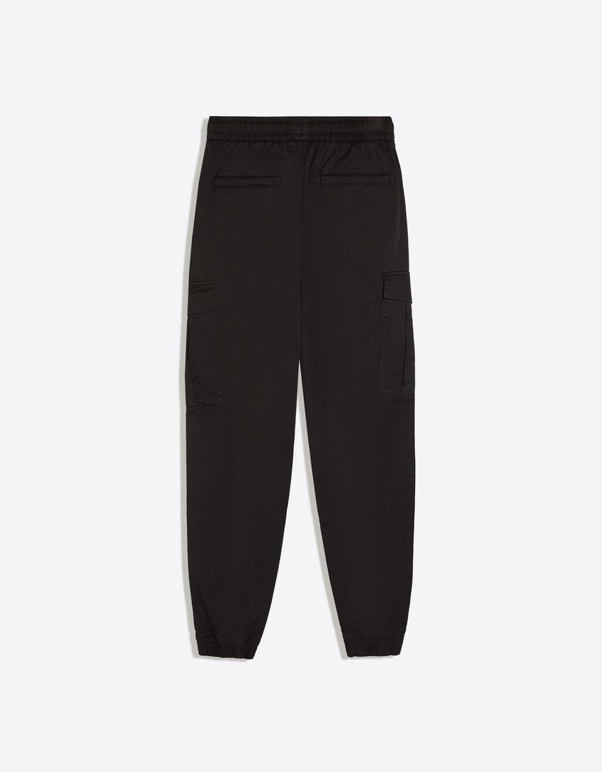 Slim fit cargo joggers-Black