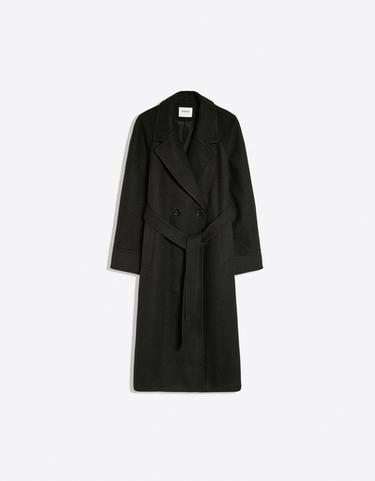 Soft-touch long coat with belt — Black 5