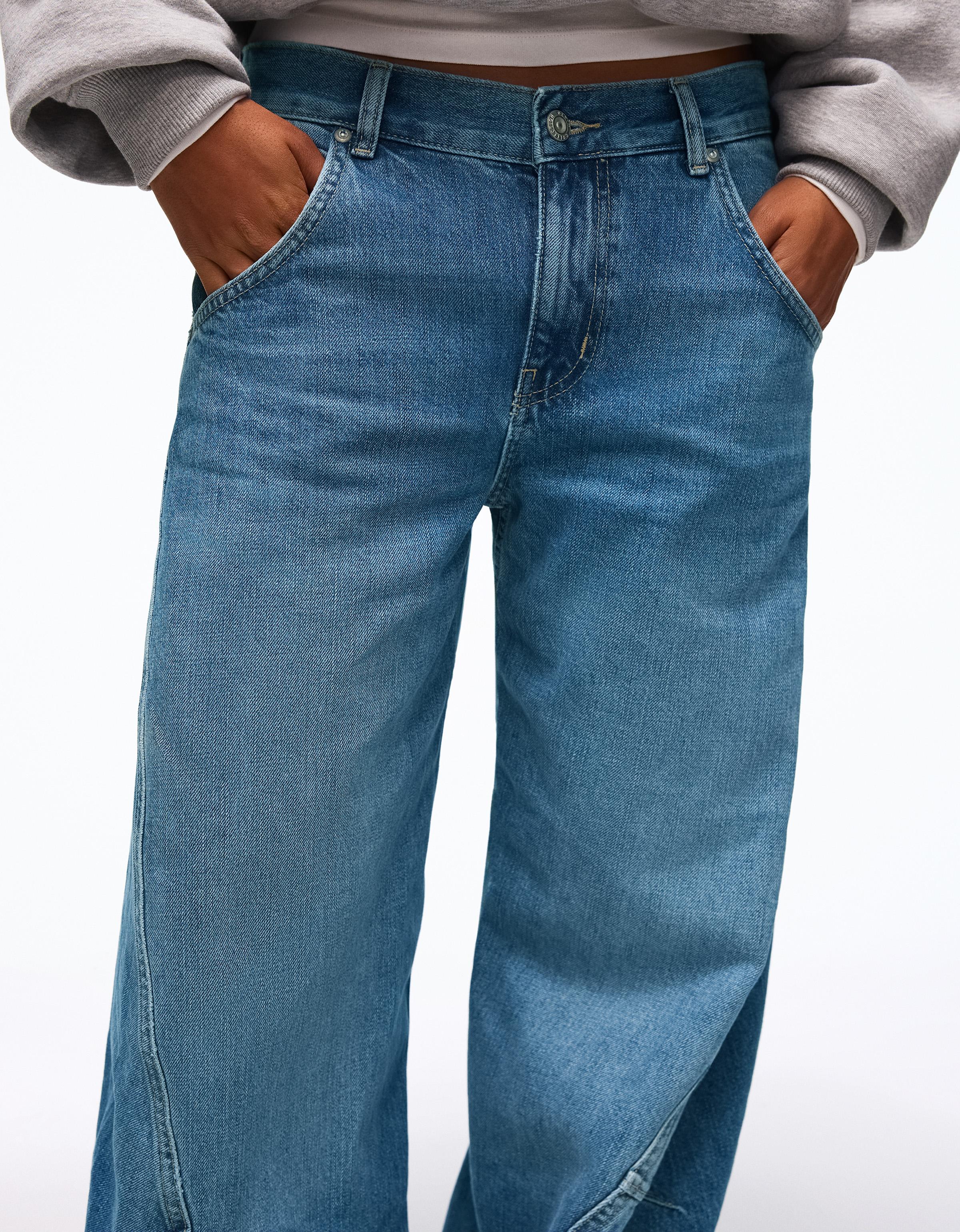 Low-rise barrel jeans — Light blue
