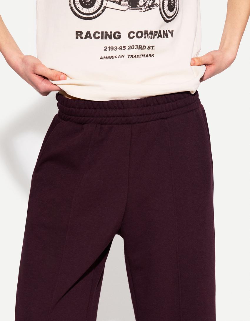 Wide leg plush trousers-Violet-2