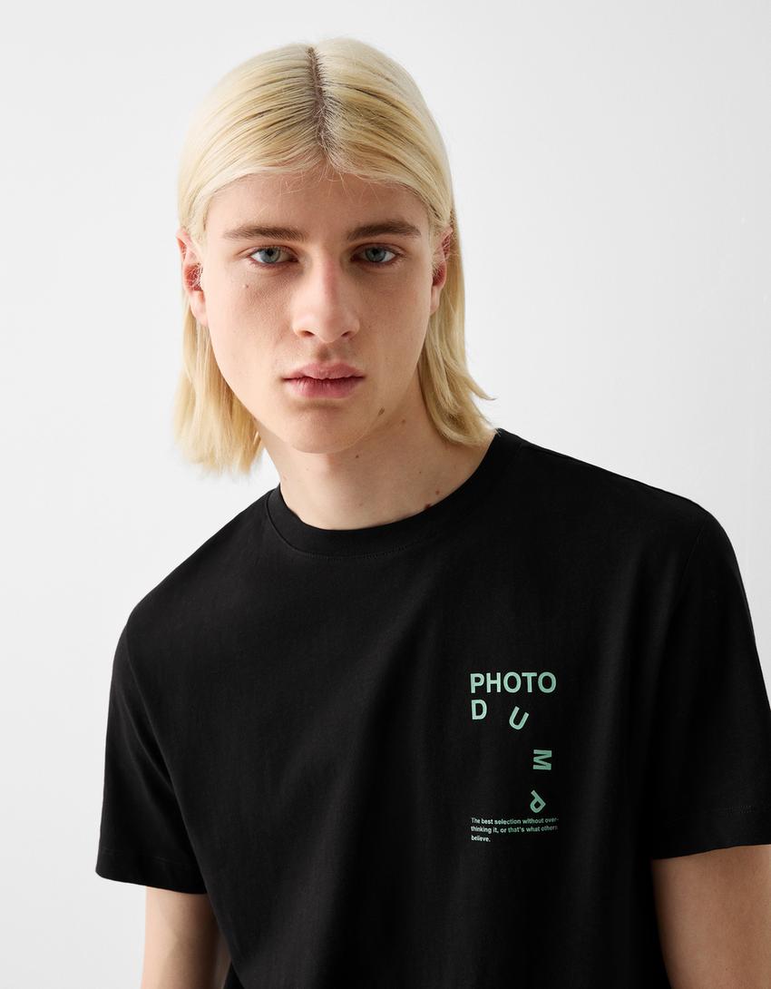 Short sleeve T-shirt with print-Black-2