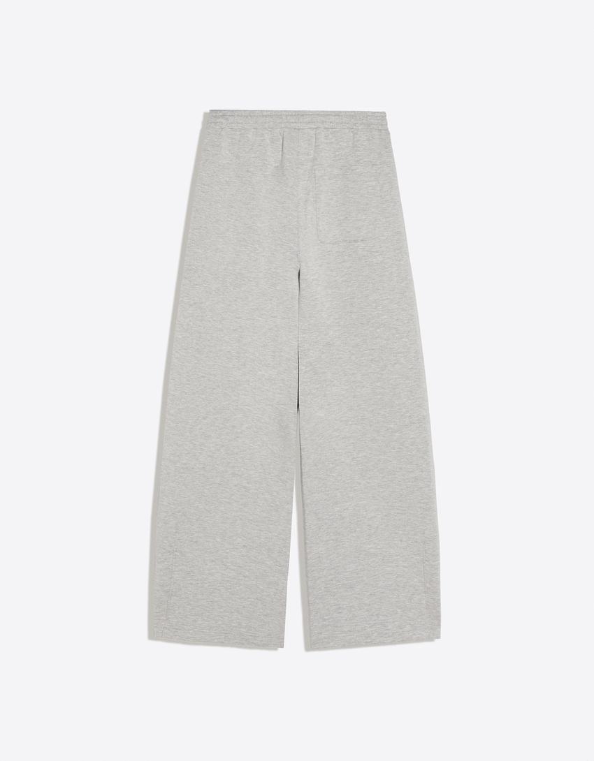 Scuba knit barrel trousers-Grey