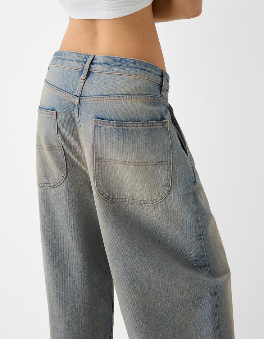 Jeans skater fit efeito lavado-Azul lavado-3