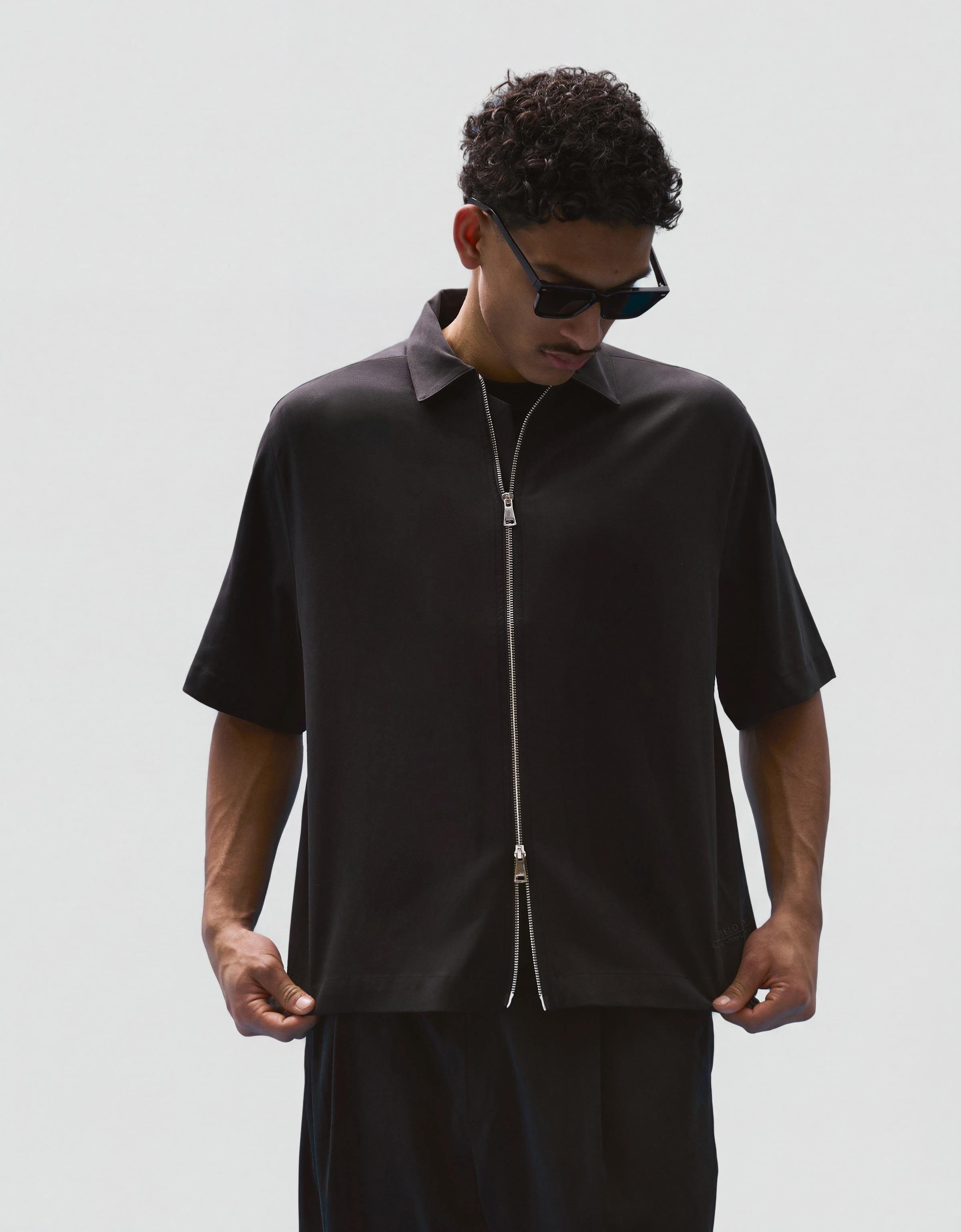 Kısa kollu boxy fit dökümlü gömlek - Görsel 53