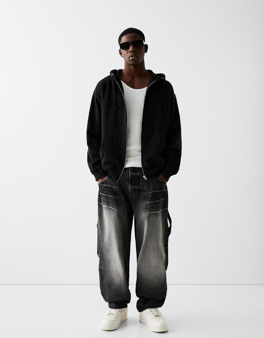 Sweat capuche zippé-Noir-3